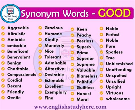 good synonyms in english